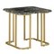 Saltoro Sherpi Hume 24 Inch Side End Table, Black Faux Marble, Geometric Gold Steel Base -